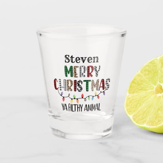 Funny Merry Kerstsmerige diertjes Shot Glas (Voorkant)