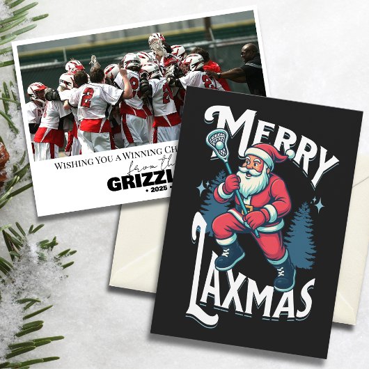 Funny Merry Laxmas Lacrosse Team Christmas Card Feestdagenkaart