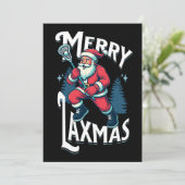 Funny Merry Laxmas Lacrosse Team Christmas Card Feestdagenkaart (Staand voorkant)