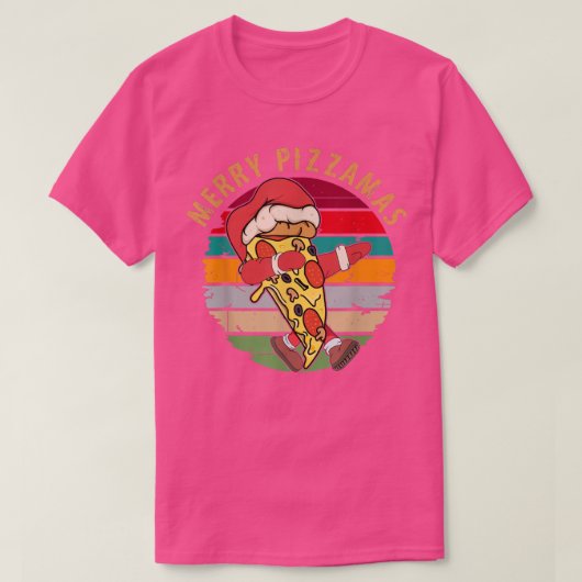 Funny Merry Pizzamas Pizza houdt van het kersthote T-shirt (Design voorkant)