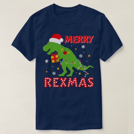 Funny merry rexmas met trex dinosaurus voor kinder t-shirt (Design voorkant)