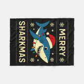 Funny Merry Sharkmas Christmas Shark Humor  Fleece Deken (Voorkant (Horizontaal))