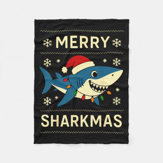 Funny Merry Sharkmas Christmas Shark Humor  Fleece Deken (Voorkant)