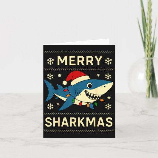 Funny Merry Sharkmas Christmas Shark Humor  Kaart (Voorkant)