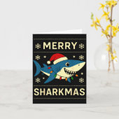 Funny Merry Sharkmas Christmas Shark Humor  Kaart (Gele Bloem)