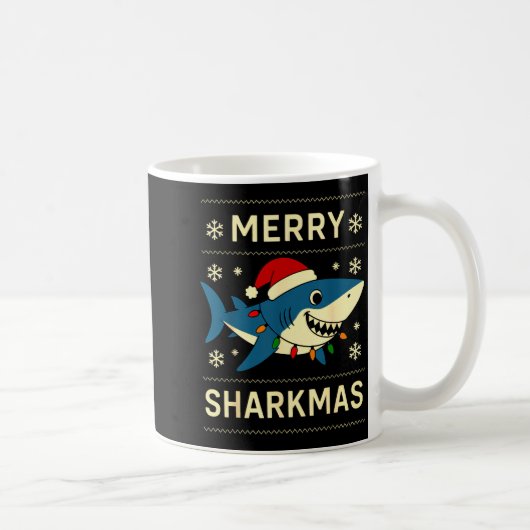 Funny Merry Sharkmas Christmas Shark Humor  Koffiemok (Rechts)