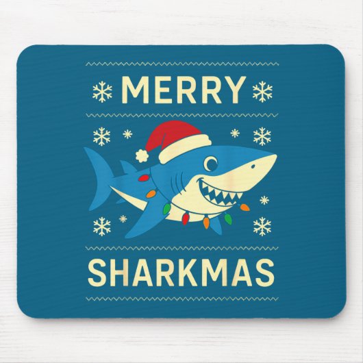 Funny Merry Sharkmas Christmas Shark Humor Muismat (Voorkant)