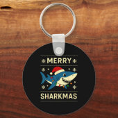 Funny Merry Sharkmas Christmas Shark Humor  Sleutelhanger (Voorkant)