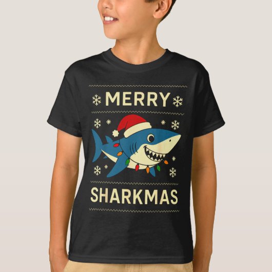 Funny Merry Sharkmas Christmas Shark Humor  T-shirt (Voorkant)