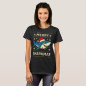 Funny Merry Sharkmas Christmas Shark Humor  T-shirt (Voorkant volledig)