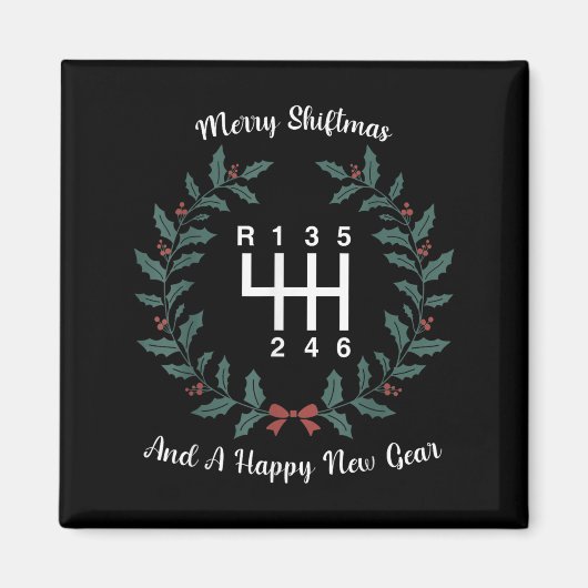 Funny Merry Shiftmas And A Happy New Quote Mechani Magneet (Voorkant)