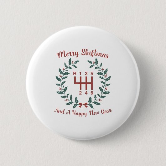 Funny Merry Shiftmas And A Happy New Quote Mechani Ronde Button 5,7 Cm (Voorkant)