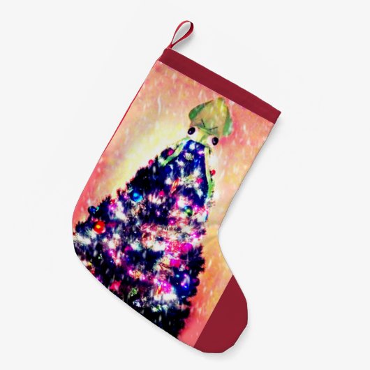 Funny Merry Squidmas Angry Squid Holiday Stocking Kleine Kerstsok (Voorkant (Hangend))