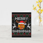 Funny Merry Swishmas Basketball Christmas Reindeer Kaart (Gele Bloem)