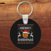 Funny Merry Swishmas Basketball Christmas Reindeer Sleutelhanger (Voorkant)