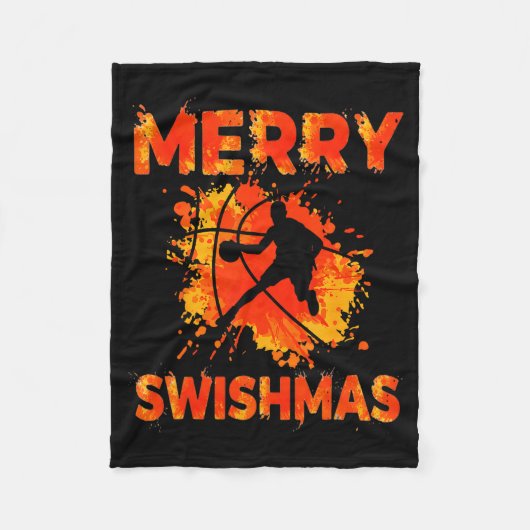 Funny Merry Swishmas Ugly Christmas Basketball Pla Fleece Deken (Voorkant)