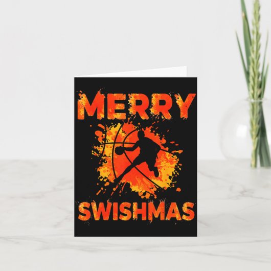 Funny Merry Swishmas Ugly Christmas Basketball Pla Kaart (Voorkant)