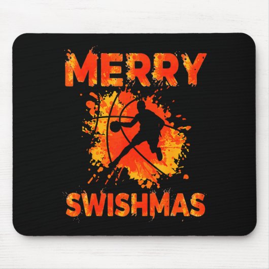 Funny Merry Swishmas Ugly Christmas Basketball Pla Muismat (Voorkant)