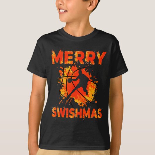 Funny Merry Swishmas Ugly Christmas Basketball Pla T-shirt (Voorkant)