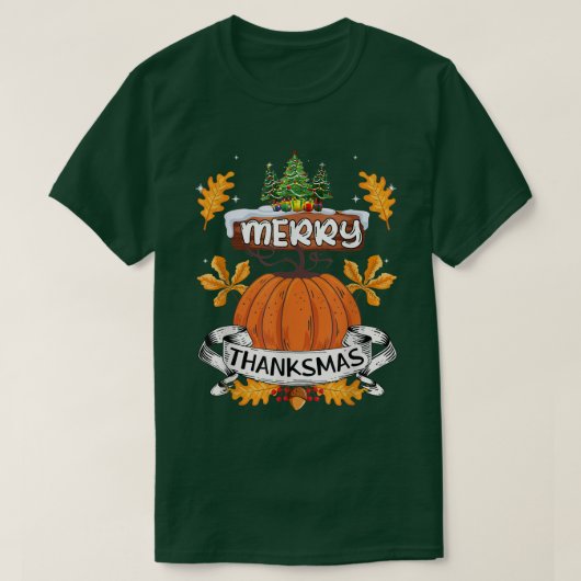 Funny Merry Thanksmas Cute Thanksgiving kerst T-shirt (Design voorkant)