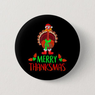 Funny Merry Thanksmas Feestelijke Thanksgiving Ronde Button 5,7 Cm