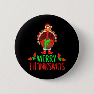 Funny Merry Thanksmas Feestelijke Thanksgiving Ronde Button 5,7 Cm
