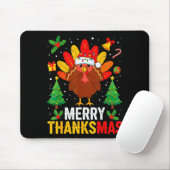 Funny Merry Thanksmas Happy Thanksgiving Santa Tur Muismat (Met muis)