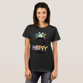 Funny Messy Bun Hair One Hoppy Mama Bunny Happy Ea T-shirt (Voorkant volledig)