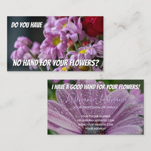 Funny met bloemenflorist expertise nodig bus visitekaartje (Voorkant / Achterkant)