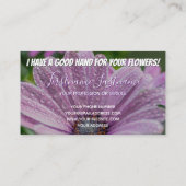 Funny met bloemenflorist, expertise nodig visitekaartje (Achterkant)