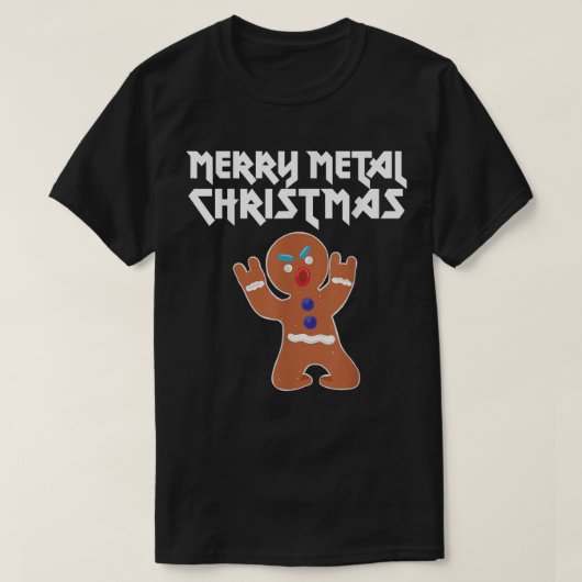 Funny Metal Gingerbread Christmas Design T-shirt (Design voorkant)