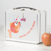 Funny Metal Lunch Box met Vis en Worm - Cartoon (In situ)