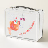 Funny Metal Lunch Box met Vis en Worm - Cartoon (Achterkant)