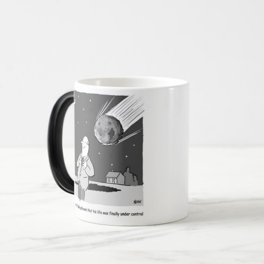 Funny Meteor Hitting Earth Disaster Magische Mok (Voorkant links)