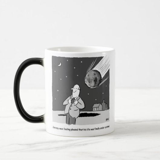 Funny Meteor Hitting Earth Disaster Magische Mok (Links)