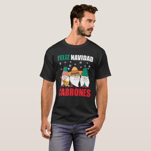 Funny Mexicaanse kerstmannen Feliz Navidad Cabro T-shirt (Voorkant volledig)