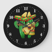Funny Mexican cactus decor Large Clock Grote Klok (Voorkant)