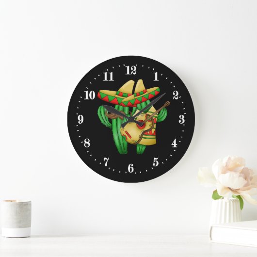 Funny Mexican cactus decor Large Clock Grote Klok (Huis)