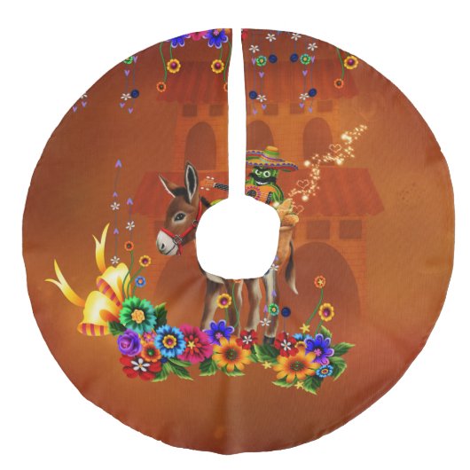 Funny mexican cactus imitatie linnen kerstboom kleed (Voorkant)