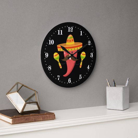 Funny Mexican chili pepper decor Grote Klok (Kantoor)