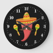 Funny Mexican chili pepper decor Grote Klok (Voorkant)