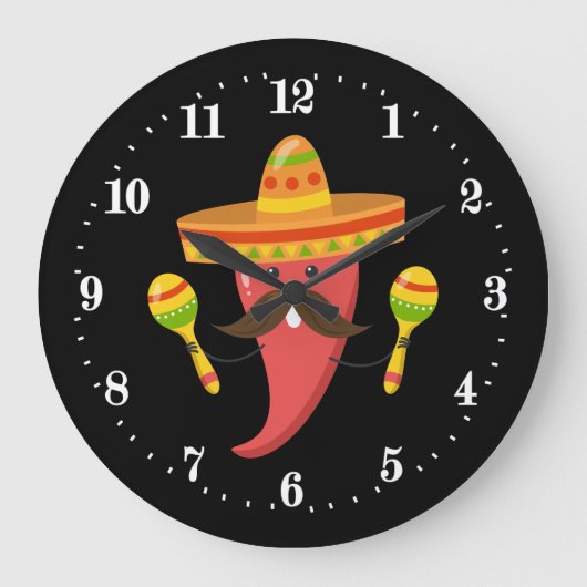 Funny Mexican chili pepper decor Grote Klok (Voorkant)