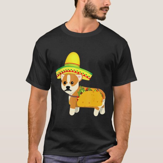 Funny Mexican Corgi Taco Cinco de Mayo Fiesta Dog T-shirt (Voorkant)