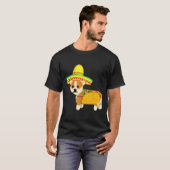 Funny Mexican Corgi Taco Cinco de Mayo Fiesta Dog T-shirt (Voorkant volledig)