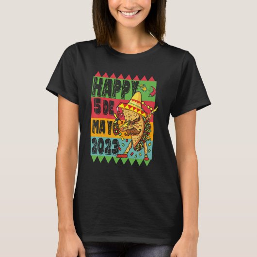 Funny Mexican Fiesta Cinco de Mayo Taco Sombrero T-shirt (Voorkant)