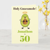 Funny Mexican food avocado pun 50th Kaart (Gele Bloem)