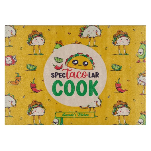 Funny Mexican Food Cook Taco Cinco de Mayo Pattern Snijplank (Voorkant)