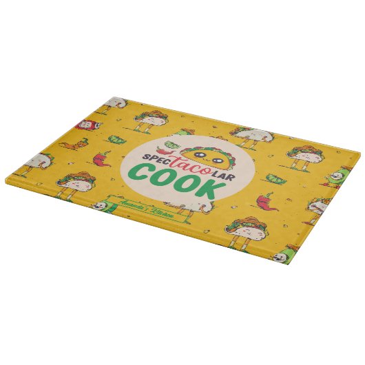 Funny Mexican Food Cook Taco Cinco de Mayo Pattern Snijplank (Hoek)