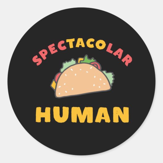 Funny Mexican Food Pun Taco Ronde Sticker (Voorkant)