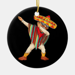 Funny Mexican Poncho Mannen Women Cool Dabbing Keramisch Ornament